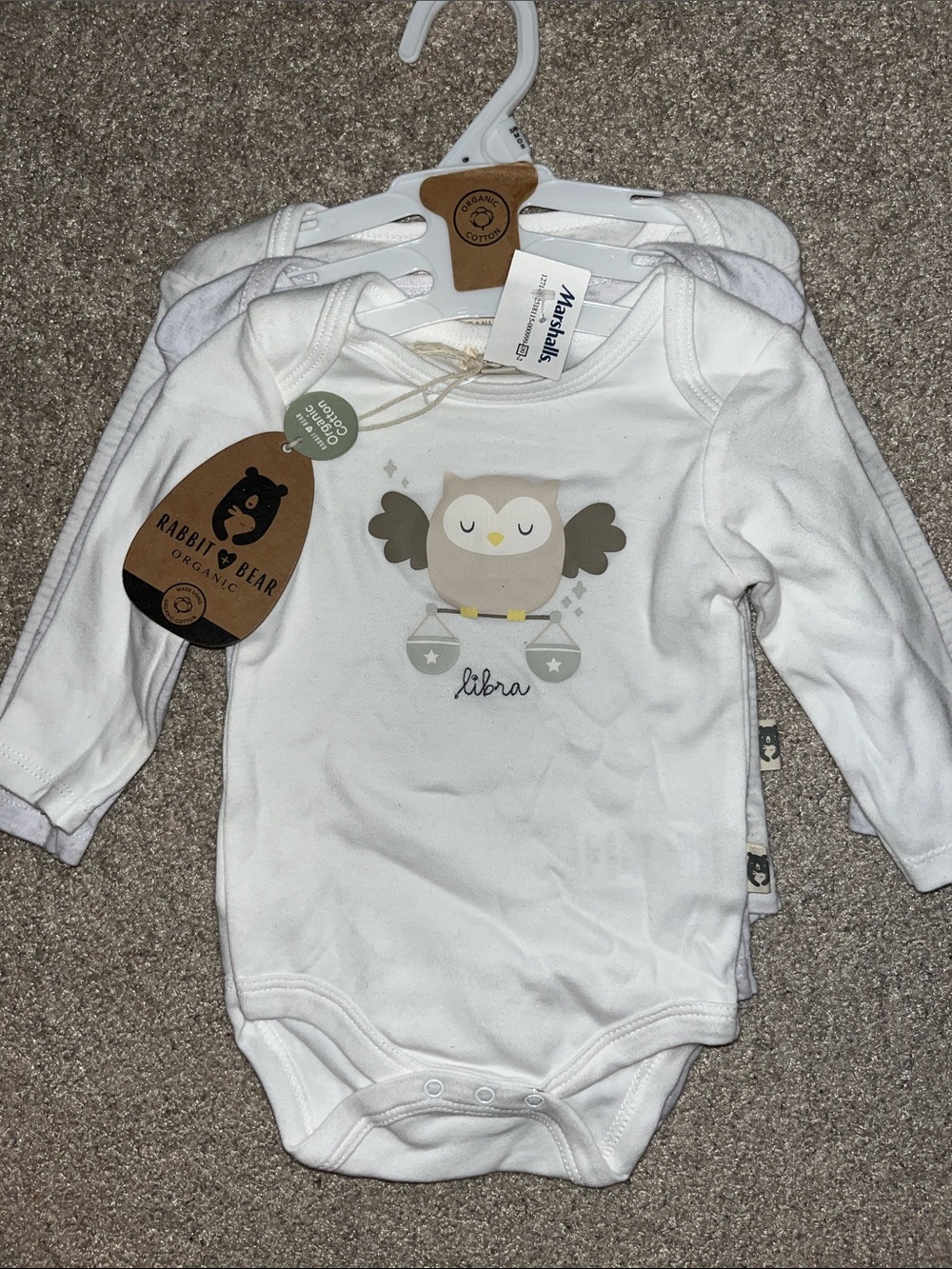 NWT Rabbit & Bear Organic 3 piece Bodysuit set